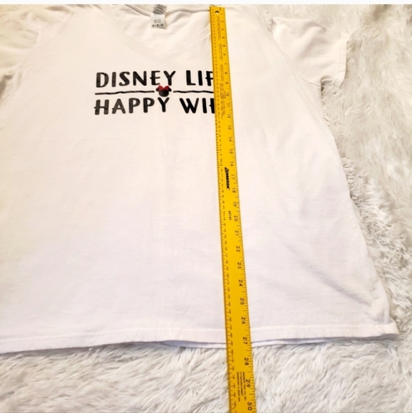 White Disney Life V-Neck Tee Plus Size 2X - Picture 3 of 6
